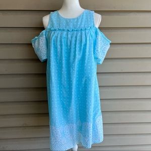 •Crown & Ivy• Polka Dot Cotton Cold Shoulder Dress - Size Medium